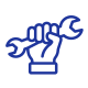 Spanner in hand for repair icon 